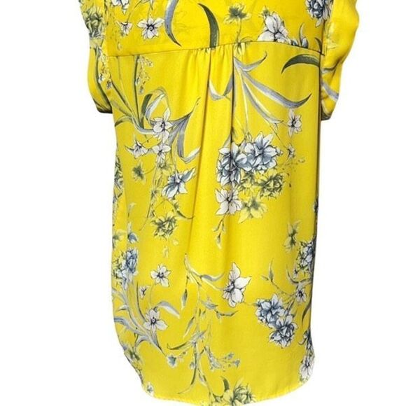 Pleione Sleeveless Bright Yellow Floral Blouse Size Medium - Picture 3 of 4